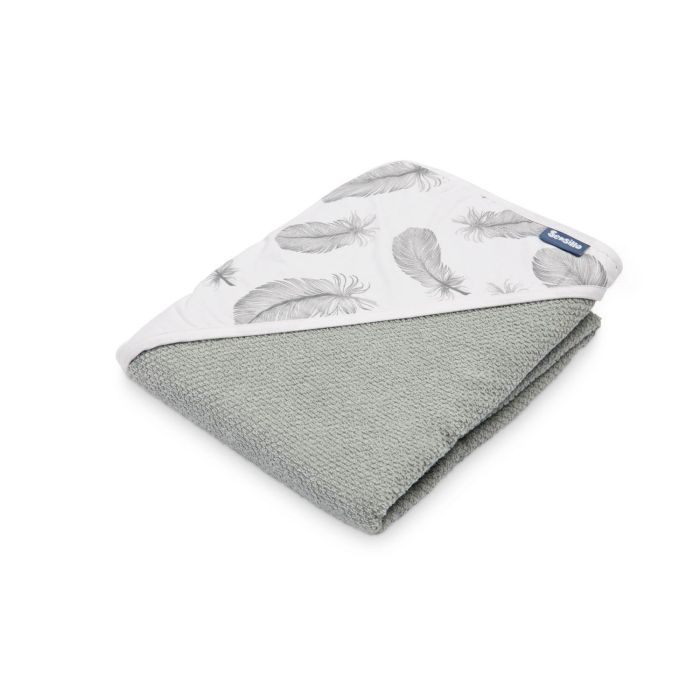 Dvielis ar kapuci  "Feathers" 100x100cm " frotē", pelēks