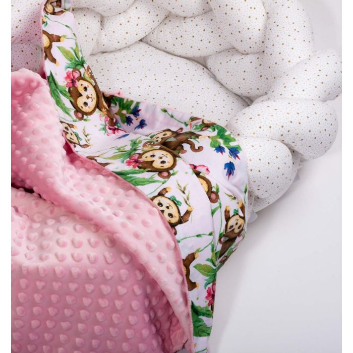 Bērnu pleds 100x75cm "Monkey's fiesta" rozā 