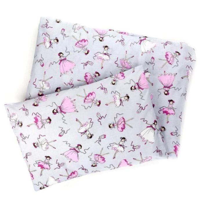 Bērnu gultas veļa šūpulim 80x70cm "Balerīna", pelēks
