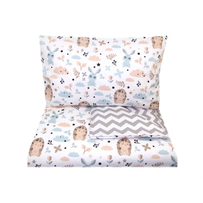 Bērnu gultas veļa šūpulim 80x70cm "Bunny & Hedgehog" 