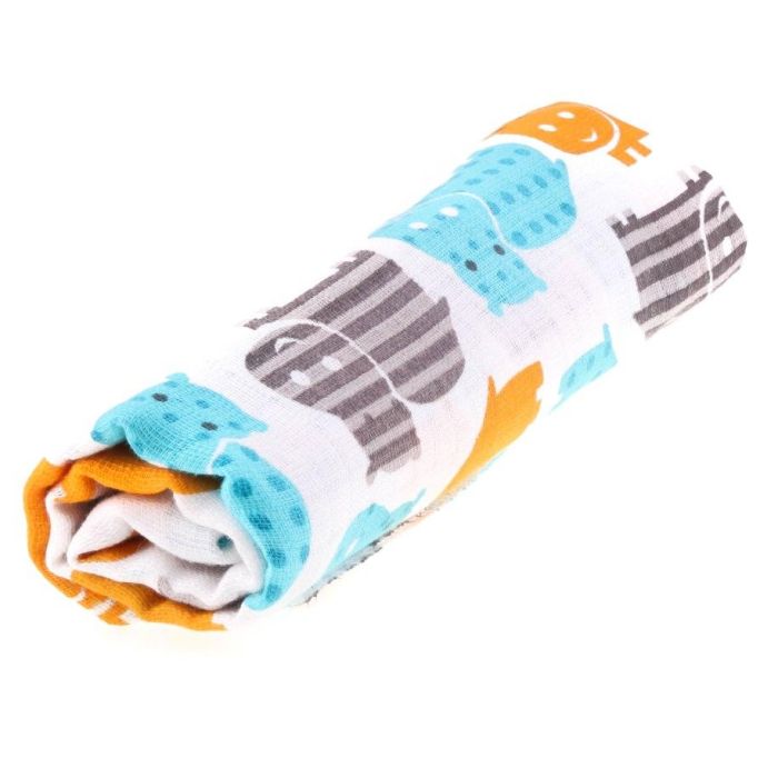 Vystyklai iš marlės kūdikiams 100x80cm "Hippo" oranžinės sp.