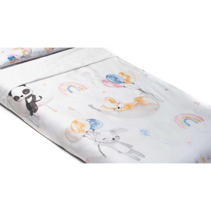 Gultas veļa bērniem 135x100 "Family party" + palags ar gumiju 120x60 