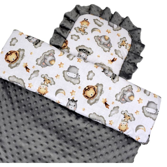 Veļas komplekts ratiņiem "Keep dreaming" pelēks