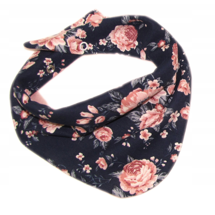 Zīdaiņu cepurīte ar šalli  "Love"  - Navy flora 