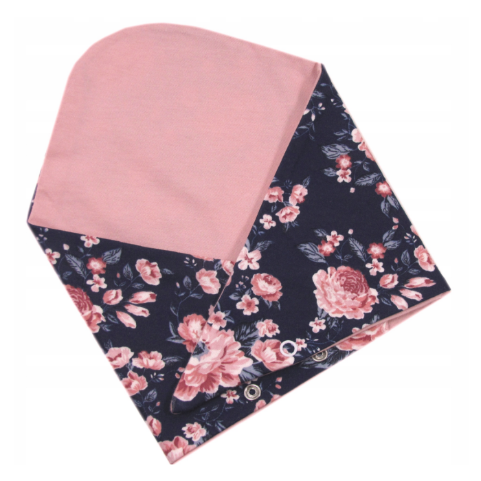 Zīdaiņu cepurīte ar šalli  "Love"  - Navy flora 