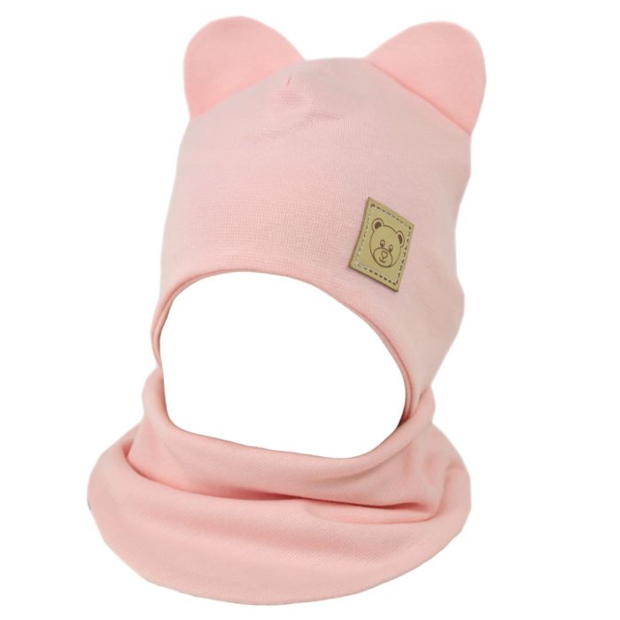 Zīdaiņu cepurīte ar šalli  "Candy pink" 