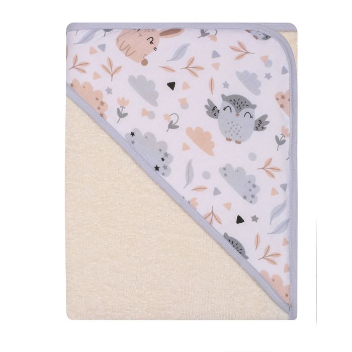 Dvielis ar kapuci "Owly" 80x80 cm "frotte" bēšs