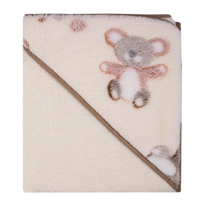 Dvielis ar kapuci "Bears" 100x100cm "frotte" gaiši dzeltenīgs