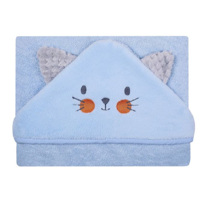 Dvielis ar kapuci "Cat" 100x100cm "frotte" zils