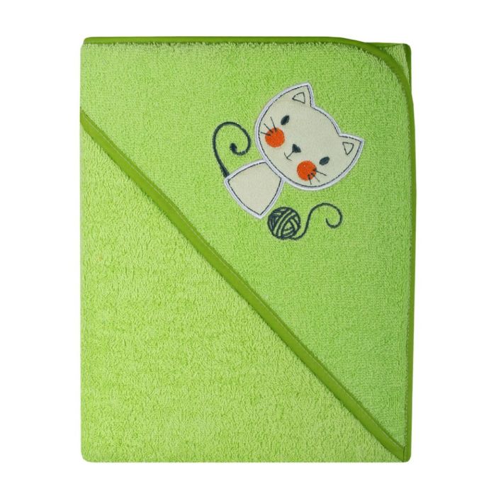 Dvielis ar kapuci "Kitty" 100x100cm "termofrotte" zaļš