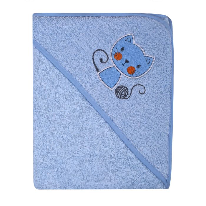 Dvielis ar kapuci "Kitty" 80x80cm "termofrotte" zils