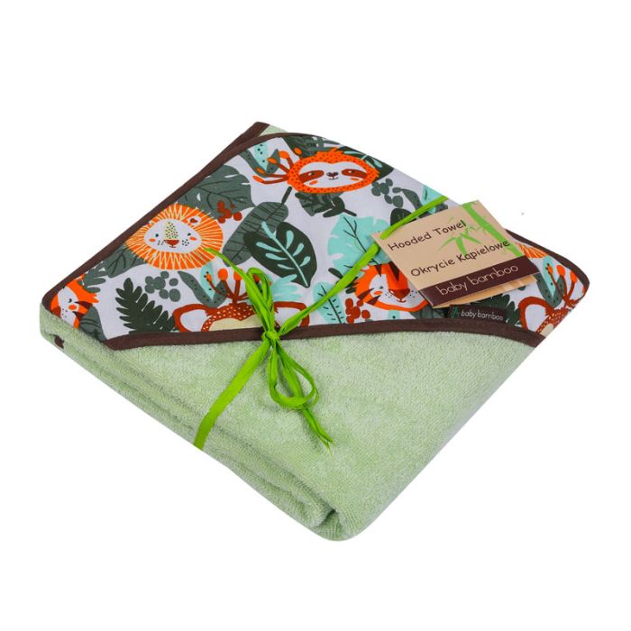 Bambusa dvielis ar kapuci 100x100cm  "Baby bamboo" zaļš