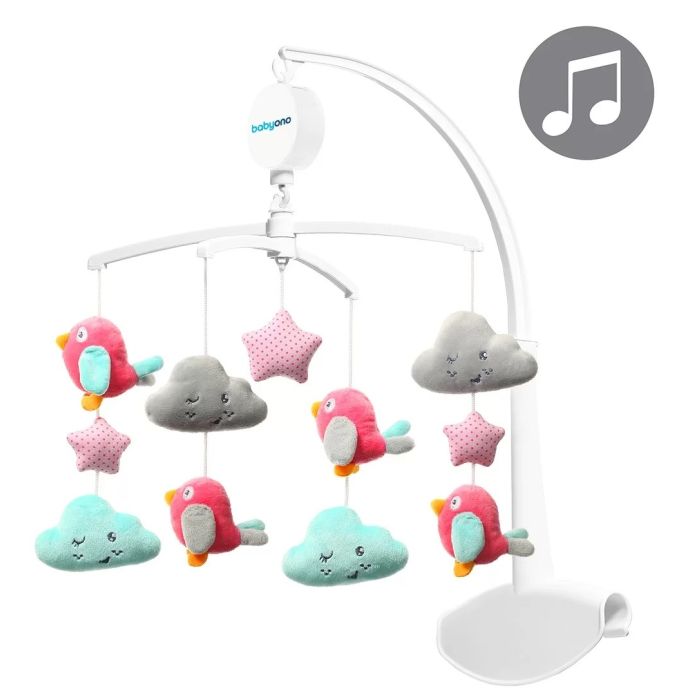 Muzikālais karuselis mazuļa gultiņai "Birds" ar mīkstām mantiņām