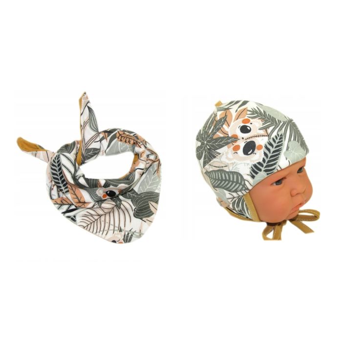 Zīdaiņu cepurīte ar šalli  "Cosy" - tropics brown