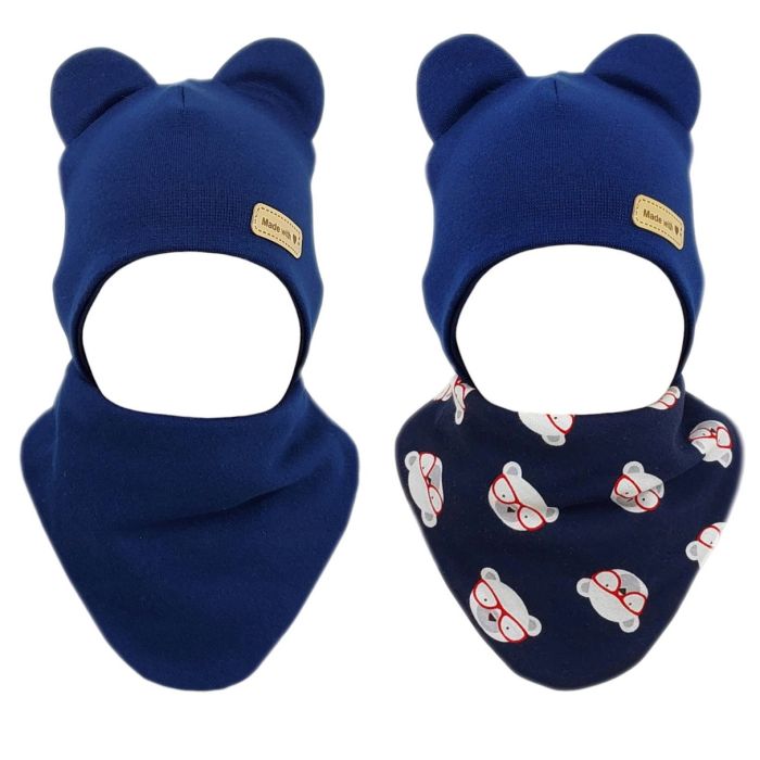 Zīdaiņu cepurīte ar šalli "Navy teddy" 