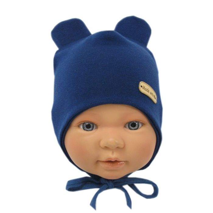 Zīdaiņu cepurīte ar šalli "Love" - navy