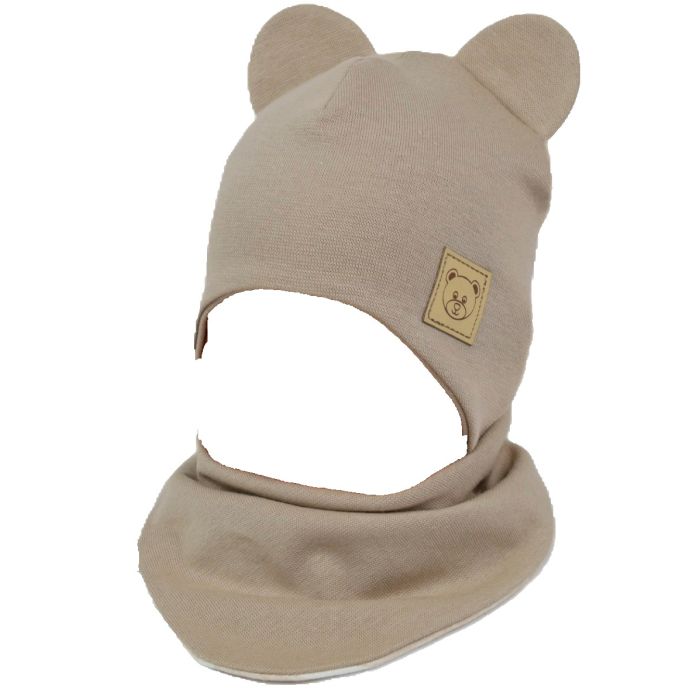 Zīdaiņu cepurīte ar šalli  "Galaxy beige" 