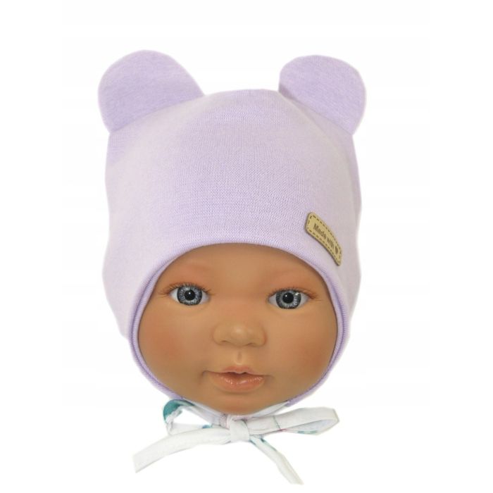 Zīdaiņu cepurīte ar šalli "Love" - Violet