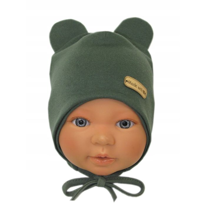 Zīdaiņu cepurīte ar šalli "Love" - KHAKI