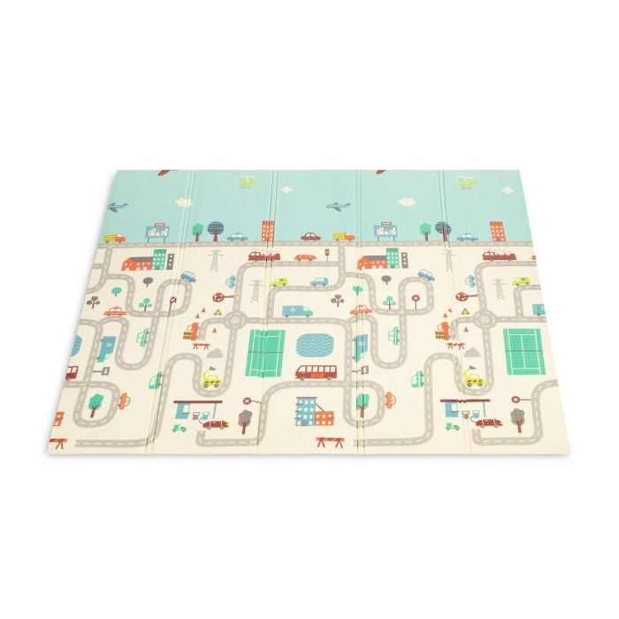 Attīstošs divpusējs rotaļu spēļupaklājs bērniem "CARS" 200 x 180 cm 