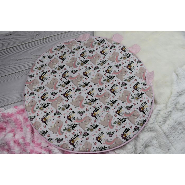 Konverts - paklājs jaundzimušajiem 2in1 "Bunny&Flowers" diametrs 88 cm