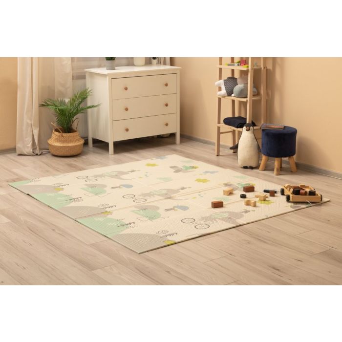 Attīstošs divpusējs rotaļu spēļupaklājs bērniem "ELEPHANTS" 200 x 180 cm 