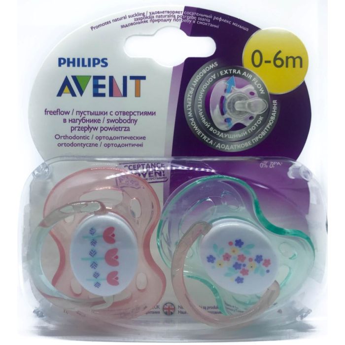 Knupīši AVENT "FreeFlow" ortodontiski 0-6m 2 gb.