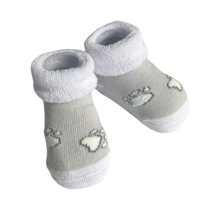 Kokvilnas zeķītes mazuļiem 0-6mēn. Paws grey