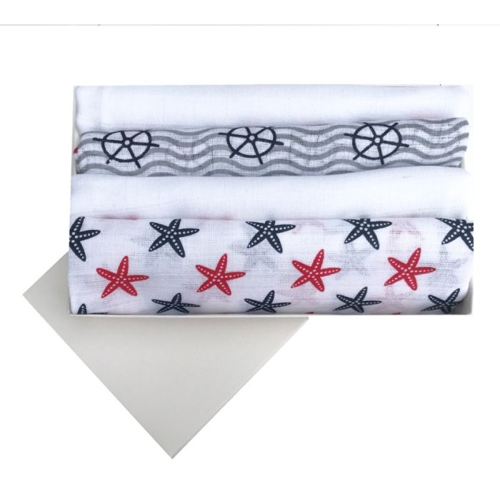 Kokvilnas autiņu komplekts "Star fish"