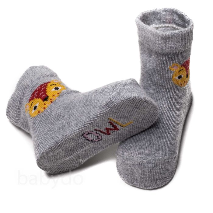 Kokvilnas zeķītes mazuļiem "Owls" grey