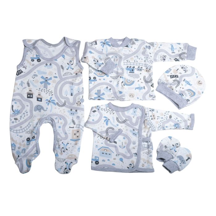 Bērnu komplektiņš no 5 daļam "Sunny days" pelēks