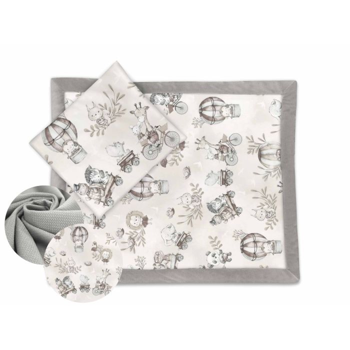 Bērnu pleds un spilvens "Zoo in grey" 