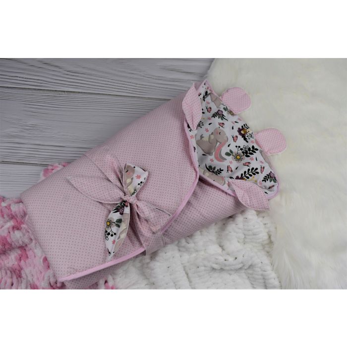 Konverts - paklājs jaundzimušajiem 2in1 "Bunny&Flowers" diametrs 88 cm