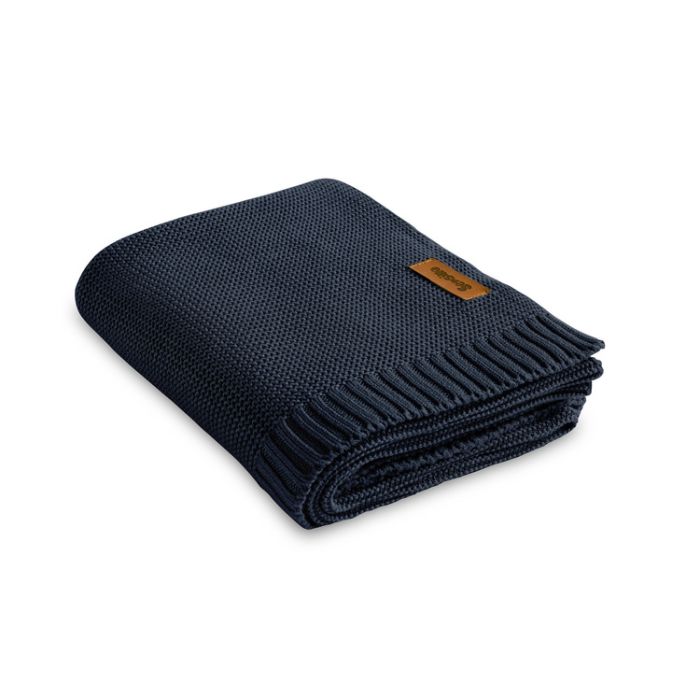 Adīts bambusa viskoze - kokvilnas pleds "Bamboo" 100x80 cm tumši zils