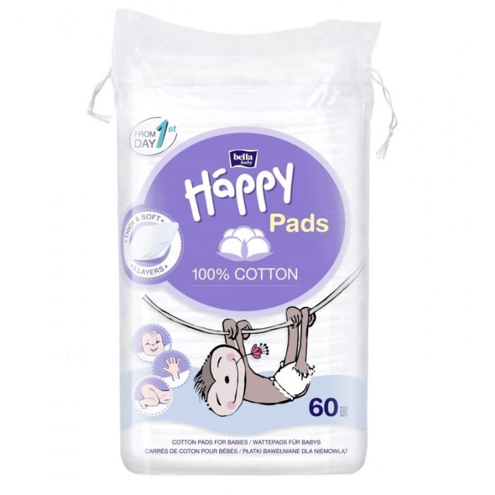Kosmētiskās vates lapiņas mazuļiem  BELLA 60vnt