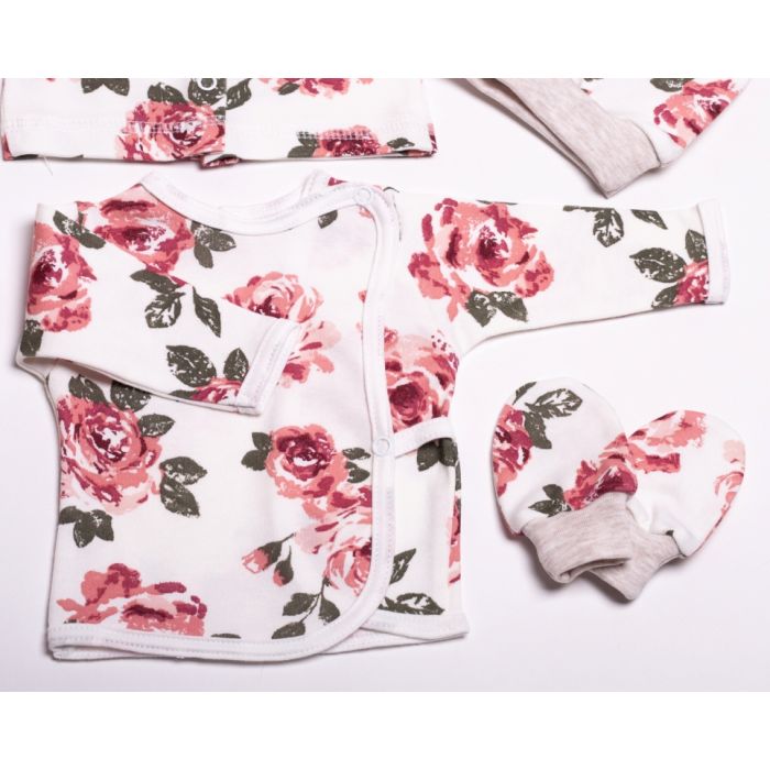 Bērnu komplektiņš no 5 daļam "Roses" balts