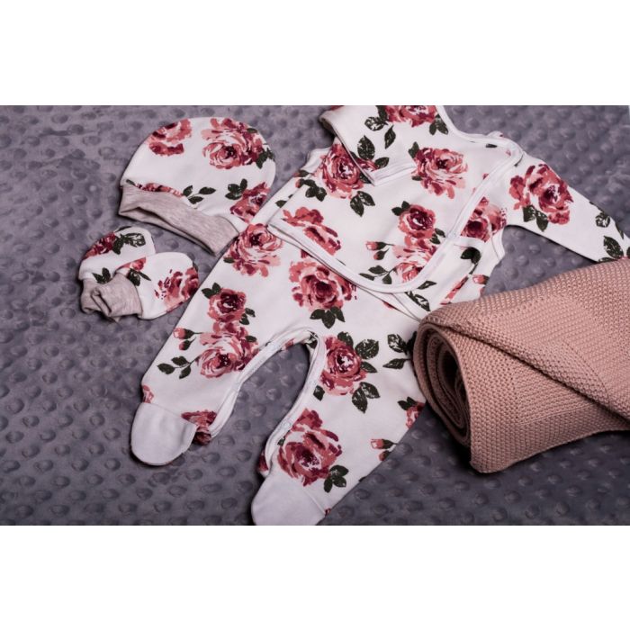 Bērnu komplektiņš no 5 daļam "Roses" balts