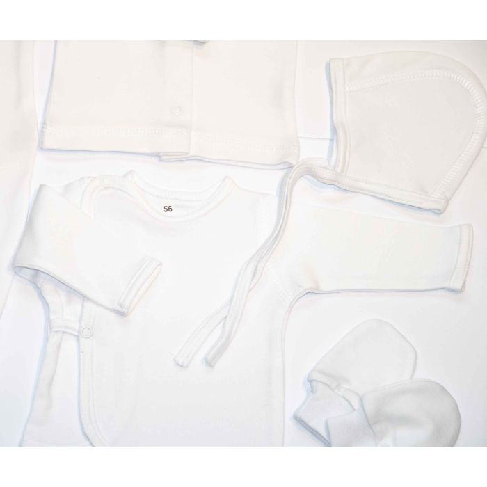 Kūdikio kraitelis - drabužėliai naujagimiui "Blank white" 5 dalių baltas