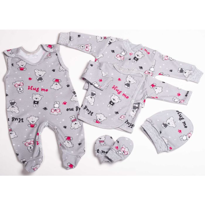Bērnu komplektiņš no 5 daļam "Hug me" pelēks