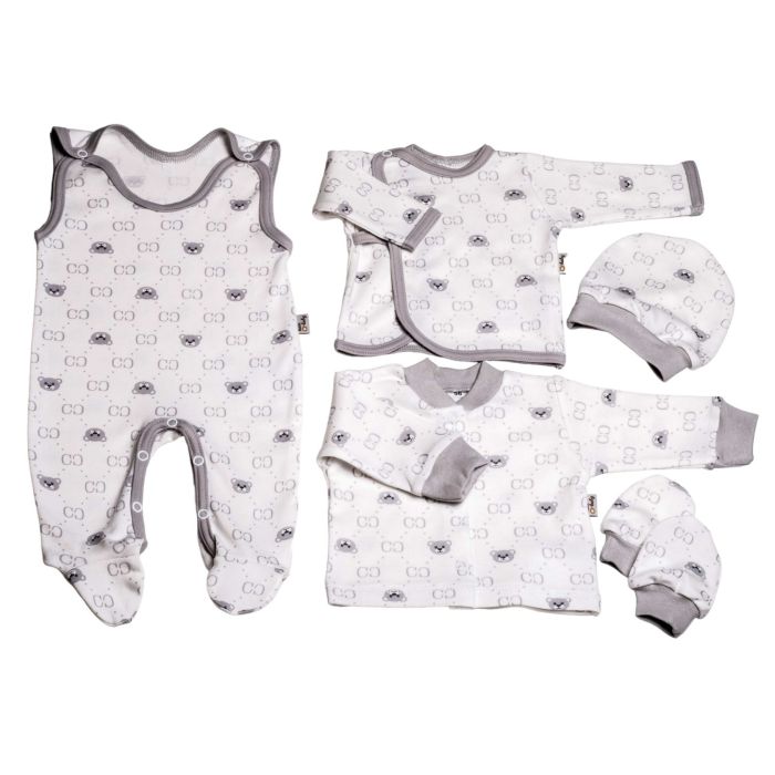 Bērnu komplektiņš no 5 daļam "Bear glamour" balts