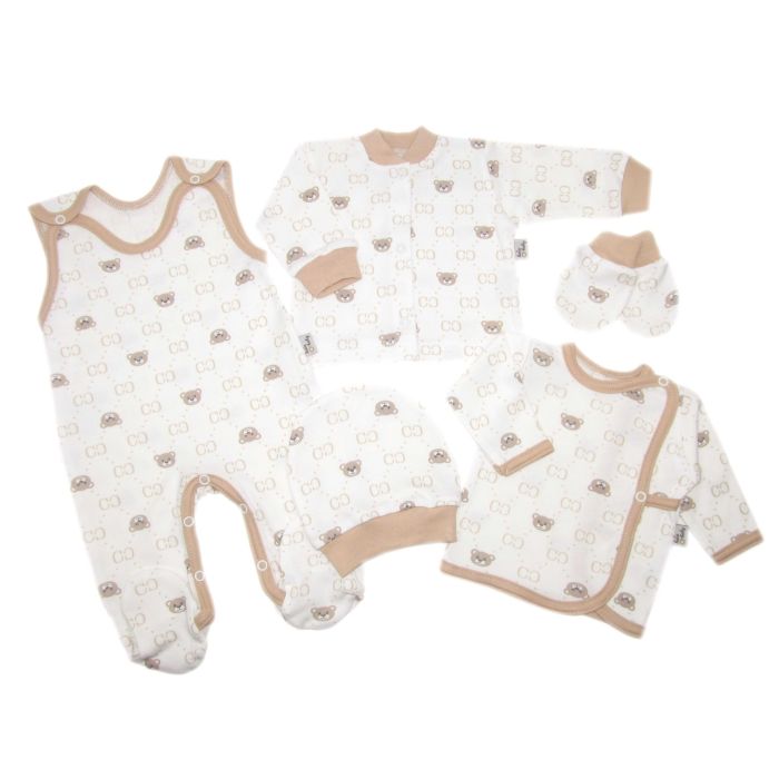 Bērnu komplektiņš no 5 daļam "Bear glamour" balts