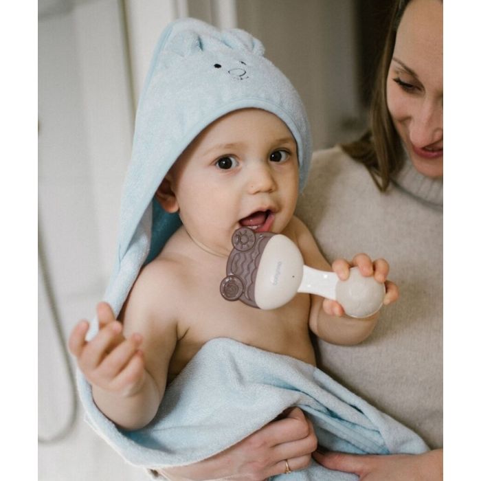 Bambusa dvielis ar kapuci Babyono 100x100 cm "Mouse blue"