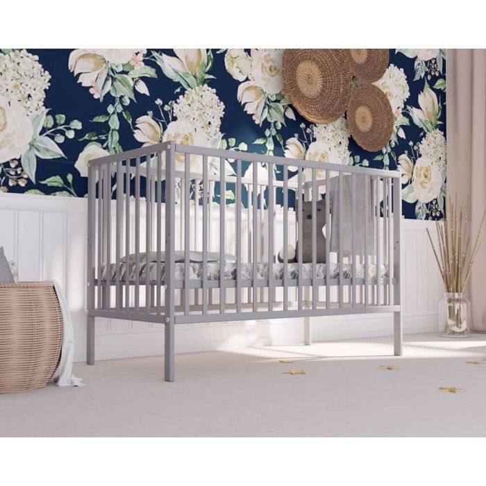 Bērnu gultiņa "Magda" 120x60 cm pelēkā krāsā