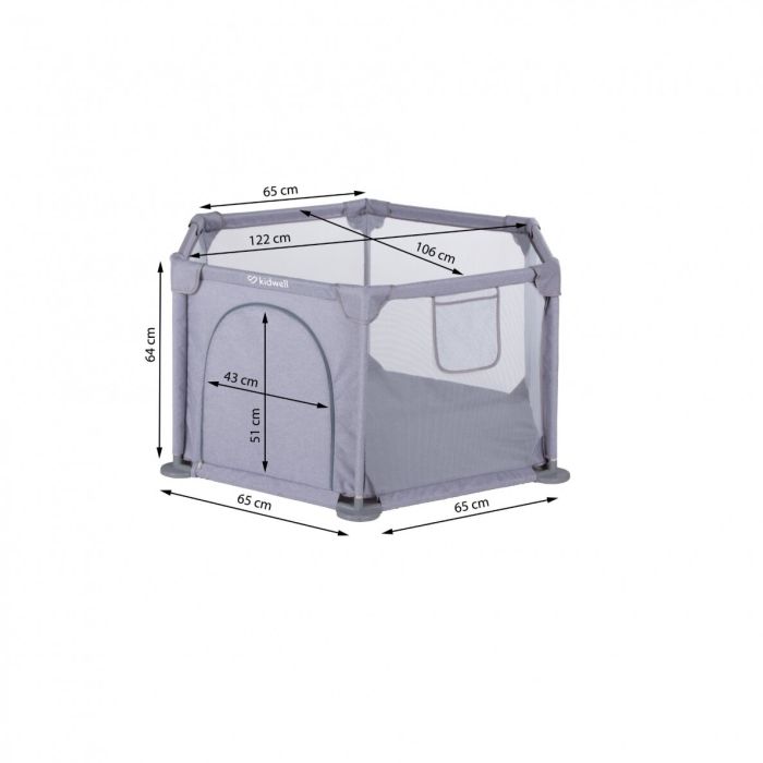 Kidwell bērnu manēža "Fanko" 120x120 cm  pelēka krāsa