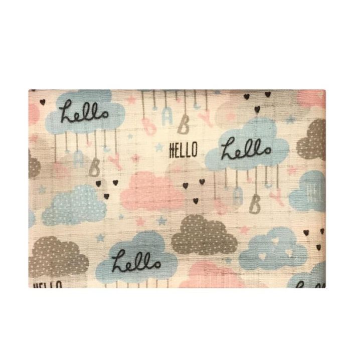 Marles autiņi ar zīmējumu 70x80cm "Hello baby"