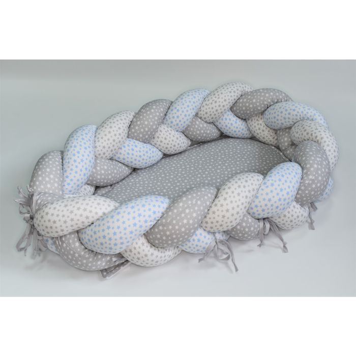 2 in 1 Mazuļa kokons ligzdiņa (+Bērnu Gultas Apmales) -  "Stars" pelēks