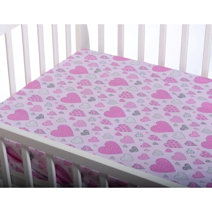 Bērnu palags ar gumiju "Hearts"  120x60