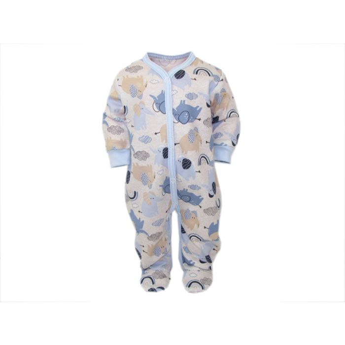 Zīdaiņu kokvilnas rāpulītis ar piedurknēm "Jumbo" zils