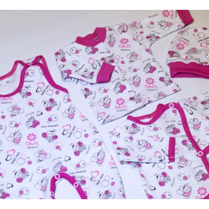 Bērnu komplektiņš no 5 daļam "Lady bug" rozā