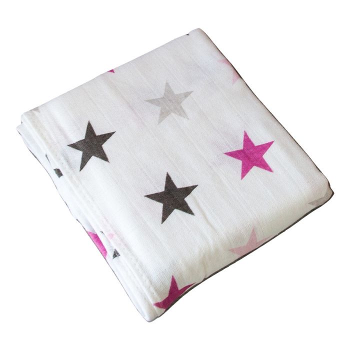 Marles autiņi ar zīmējumu 70x80cm "Pink Stars" 